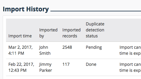 Duplicates checking imported contacts