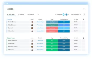 screenshot of monday crm software